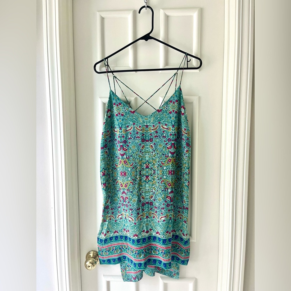 Anthropologie Maeve Silk Turquoise Tunic Tank Top
